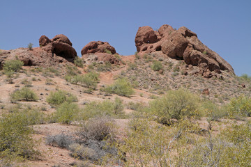Fototapeta premium Desert Mountain Landscape with Cloudless Sky