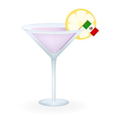 Cocktail Glass With A Flag Of Mexico