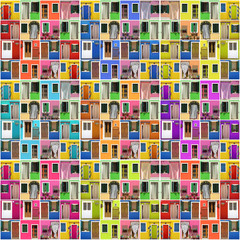 abstract house - photo montage of many colorful images with door