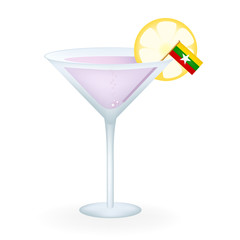 Cocktail Glass With A Flag Of Myanmar