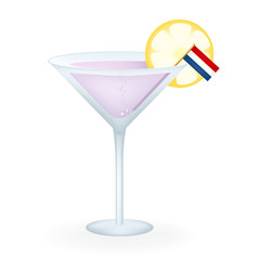 Cocktail Glass With A Flag Of The Netherlands