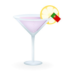 Cocktail Glass With A Flag Of Portugal