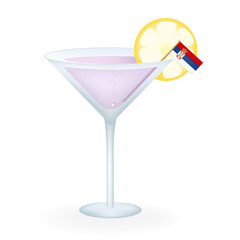 Cocktail Glass With A Flag Of Serbia