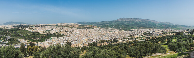 Fototapeta na wymiar The panorama of Fes city town in Morocco