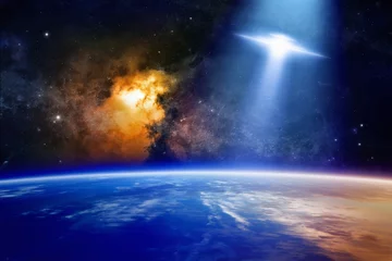 Poster Ufo nadert planeet Aarde © IgorZh