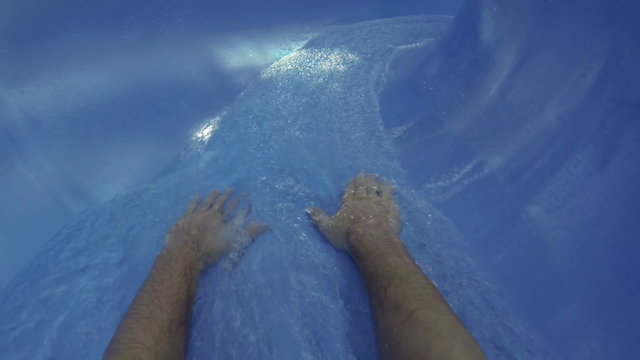 Crazy Race on the water slide in the water park