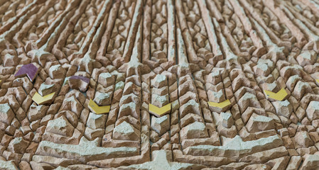 The backside of pieces of tiles make as mosaic