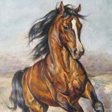painting of a horse in the race