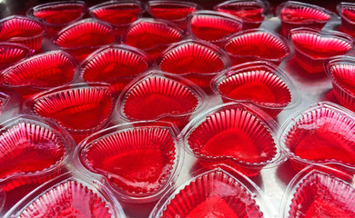 Red heart jelly dessert