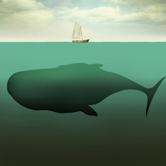 Das kleine Boot und der riesige Wal