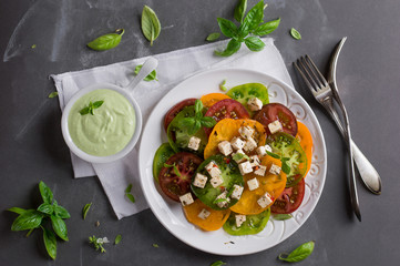 Salad with colorful tomatoes