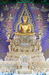 Buddha statue in beautiful decorated Thai church