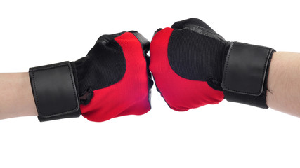 hands in boxing gloves red