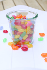 bunte Jellybeans im Glas