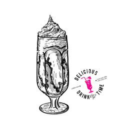 Hand drawn illustration of cocktail.. 