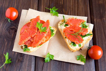 Sandwiches with smoke salmon