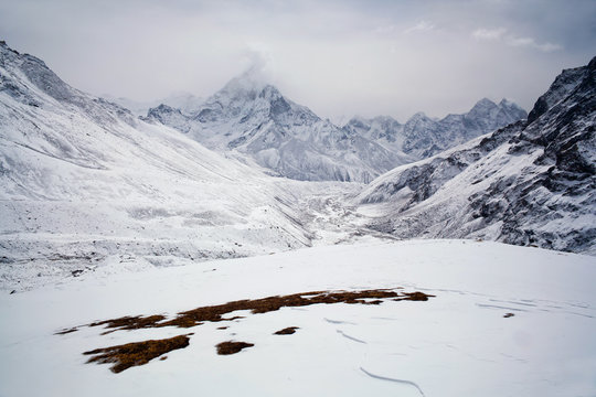 Ama Dablam mount in Sagarmatha National Park in winter, Nepal