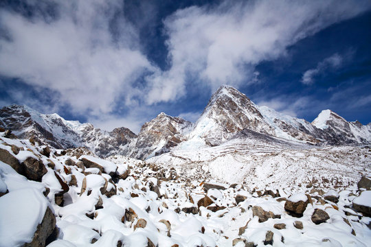 Mountain landscape in Sagarmatha National Park, Nepal Himalaya
