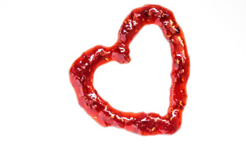 heart from raspberry jam