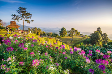 A beautiful sunrise at viewpoint of huay nam dung national park