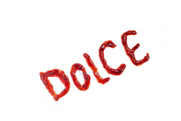 italian word dolce (sweet) spelling with jam