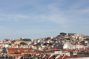 Lisbon downtown overview from the top, with all its buildings