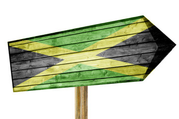 Jamaica flag wooden sign isolated on white