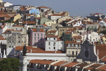 Lisbon downtown overview from the top, with all its buildings