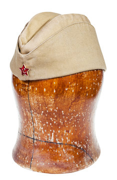 military green field cap with soviet red star sign