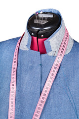 tailoring of man silk jacket on dummy isolated