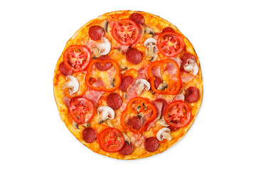 Delicious pizza with mushrooms and pepperoni