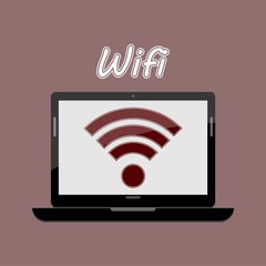 Wireless laptop icon Sign wifi on the screen