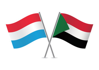 Sudan and Luxembourg flags. Vector illustration.
