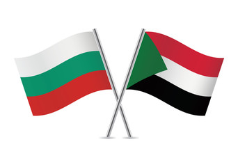 Sudan and Bulgaria flags. Vector illustration.