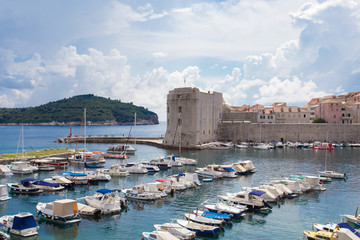 Fototapeta na wymiar Old Yacht Harbor in Dubrovnik
