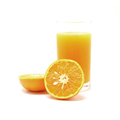 sweet orange juice isolated on white