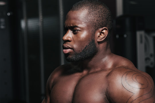 Weight Training African Bodybuilder Portrait