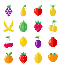 Set of fruits and berries. 
