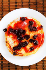 Pancakes with blueberry jam