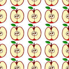 Vector seamless pattern with red apples 