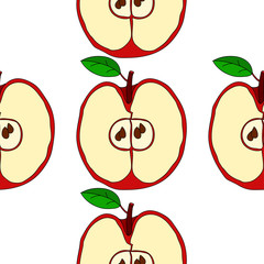 Vector seamless pattern with red apples 