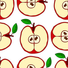 Vector seamless pattern with red apples 