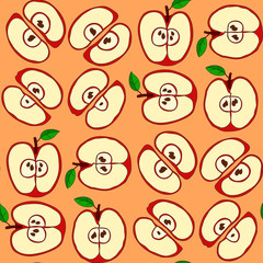 Vector seamless pattern with red apples 