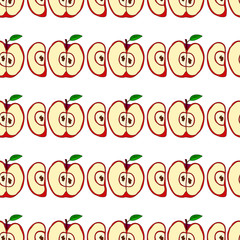 Vector seamless pattern with red apples 