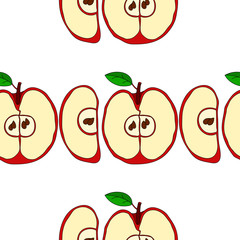 Vector seamless pattern with red apples 