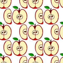 Vector seamless pattern with red apples 