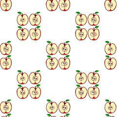 Vector seamless pattern with red apples 