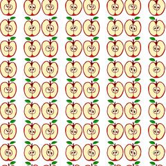 Vector seamless pattern with red apples 