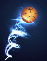 Fototapeta premium Basketball ball on fire