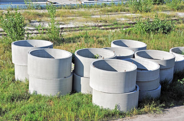 Concrete circle pit block on factory yard